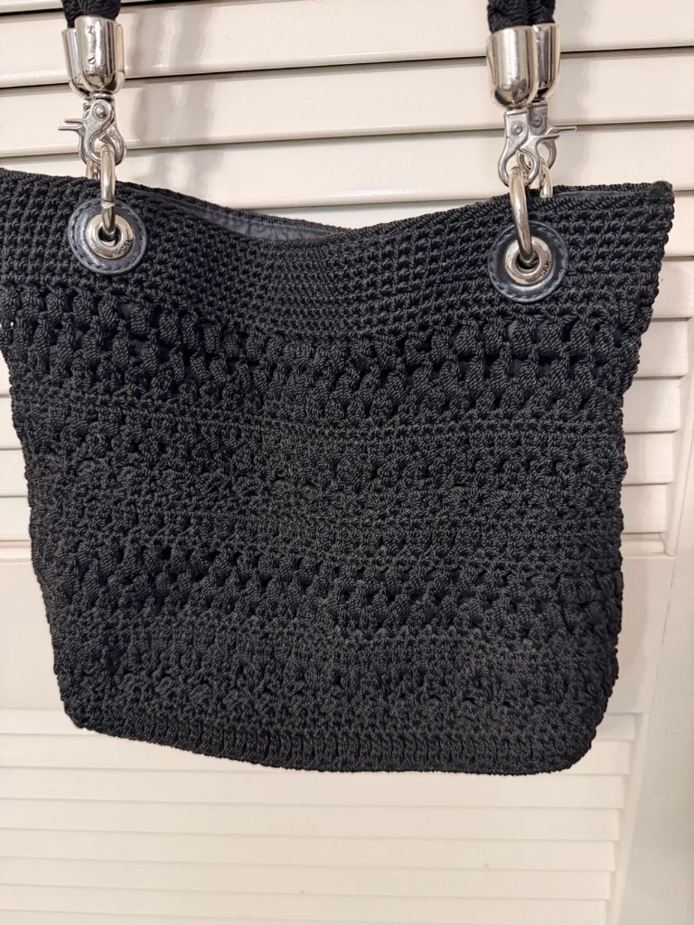 The Sak Crochet Shoulder Bag Black Removeable strap - Picture 2 of 7